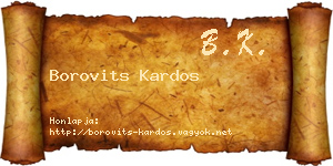 Borovits Kardos névjegykártya